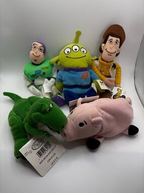 Disney Toy Story Plush Character Set - Green, Pink, Blue, Yellow, Brown